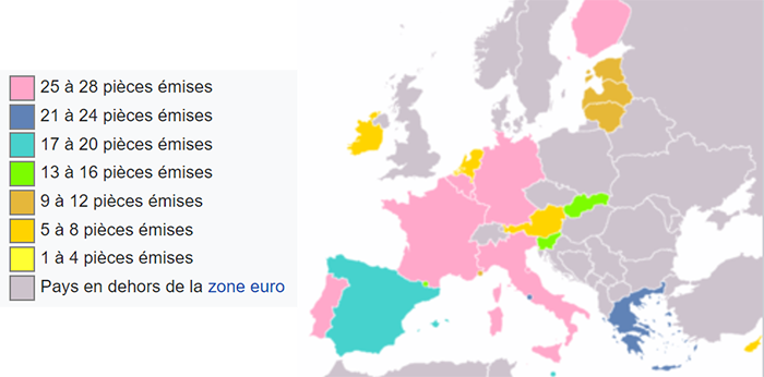 Nombre de pièces émises en 2017